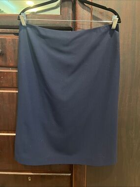 Ralph Lauren Purple Label Deep Navy Wool Pencil Skirt